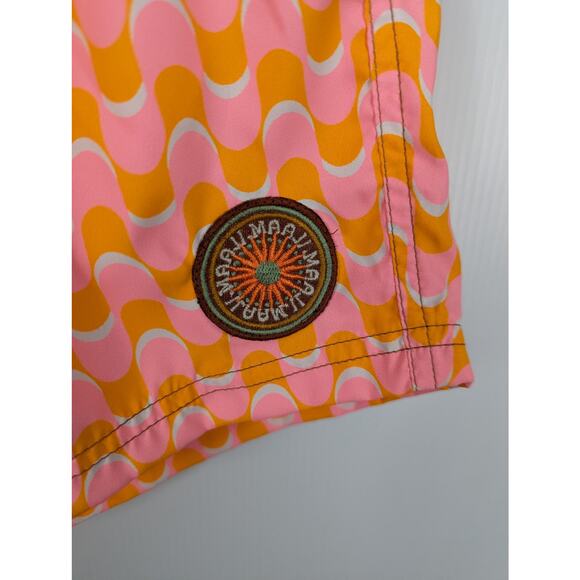 Maaji Sailor Sporty Men’s Swim Trunks Pink Orange Graphic Print Shorts M NWT - Picture 10 of 13